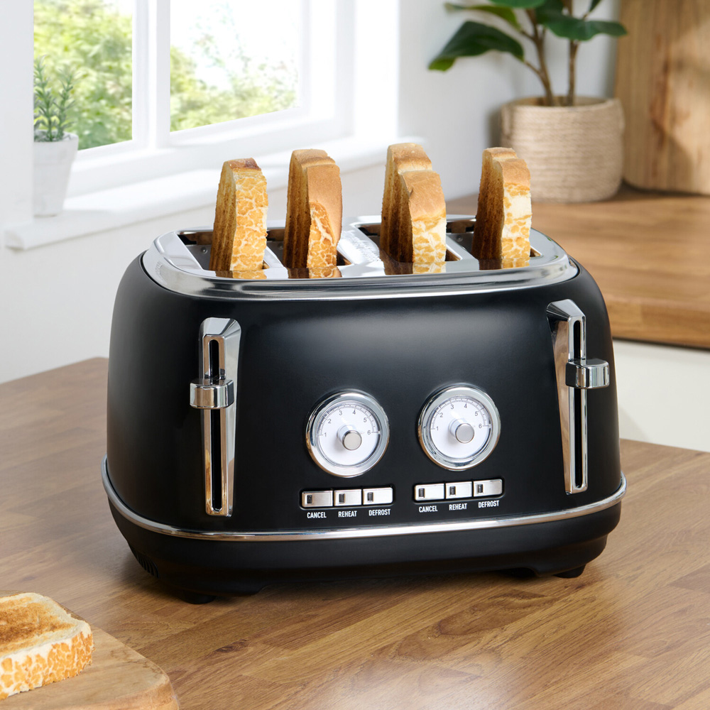 Kitchen Master 4 Slice Retro Toaster Black Image 2