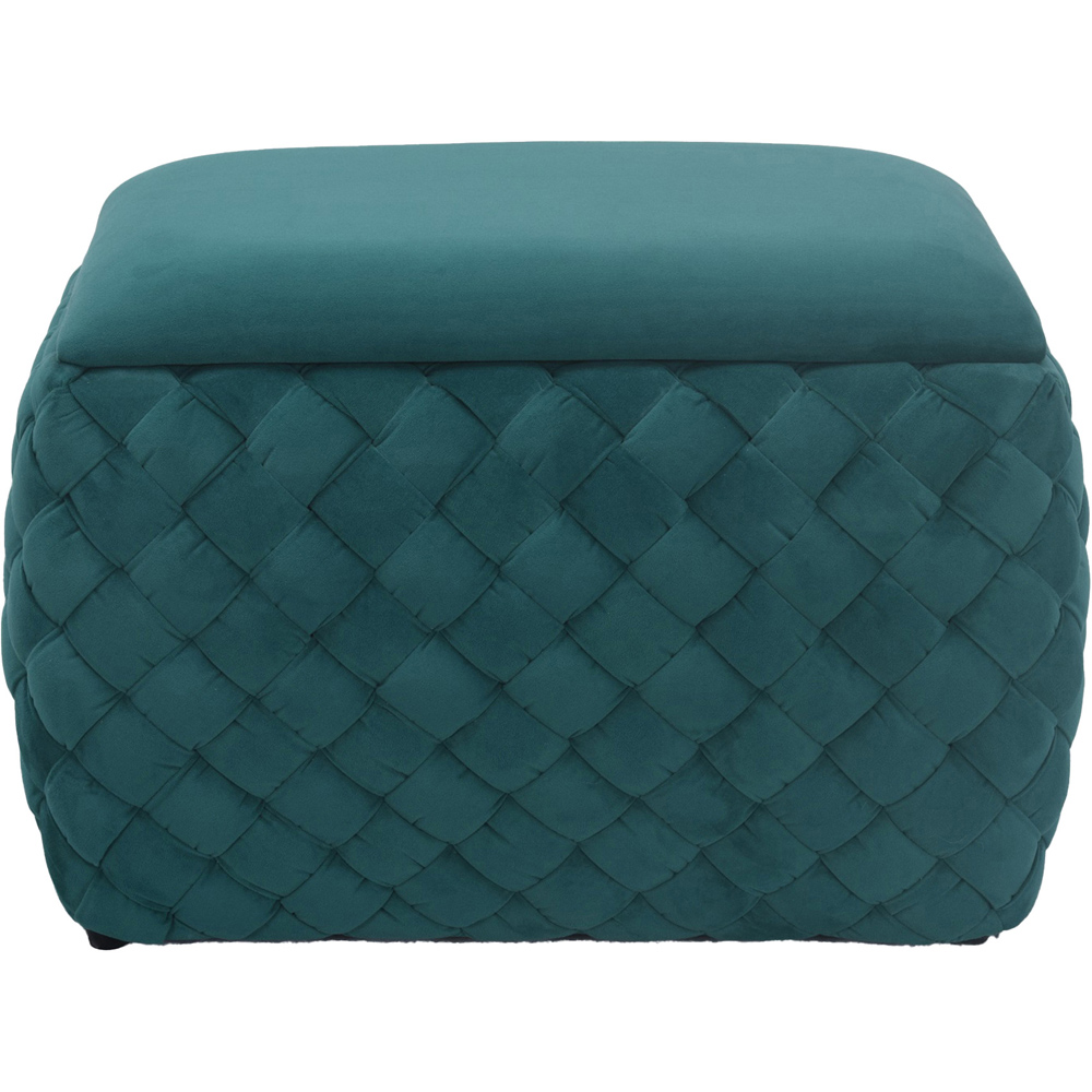 Artemis Home Plumeo Dark Green Velvet Storage Ottoman Image 4