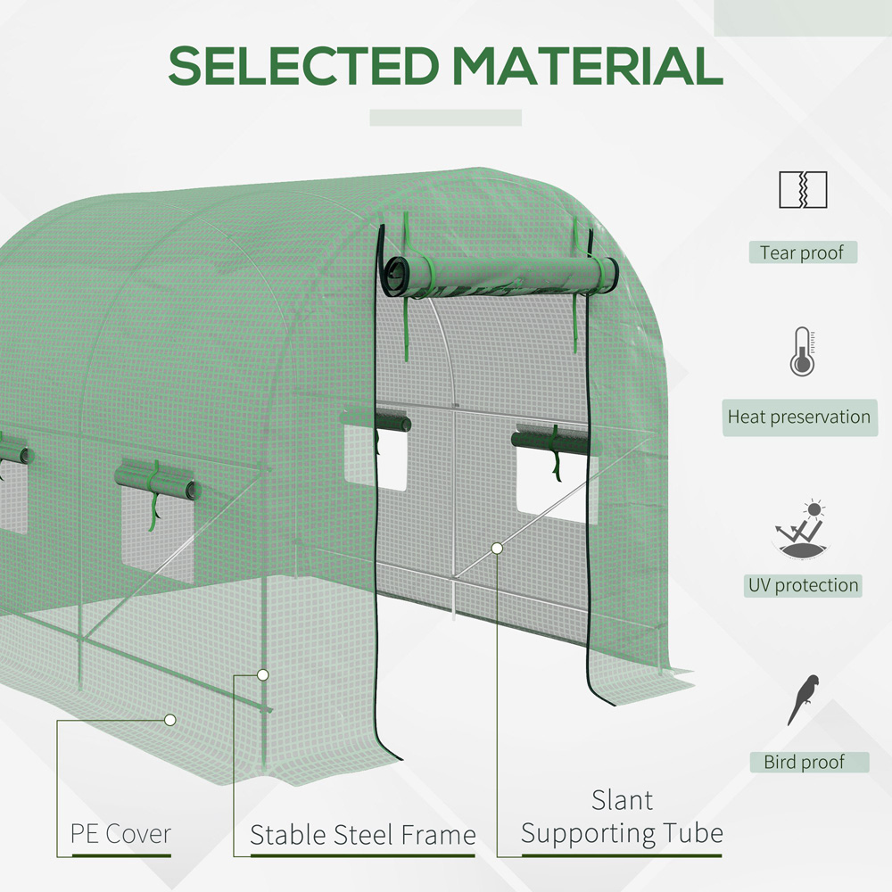 Outsunny Green Plastic 6.5 x 8.2ft Walk In Polytunnel Greenhouse Image 7