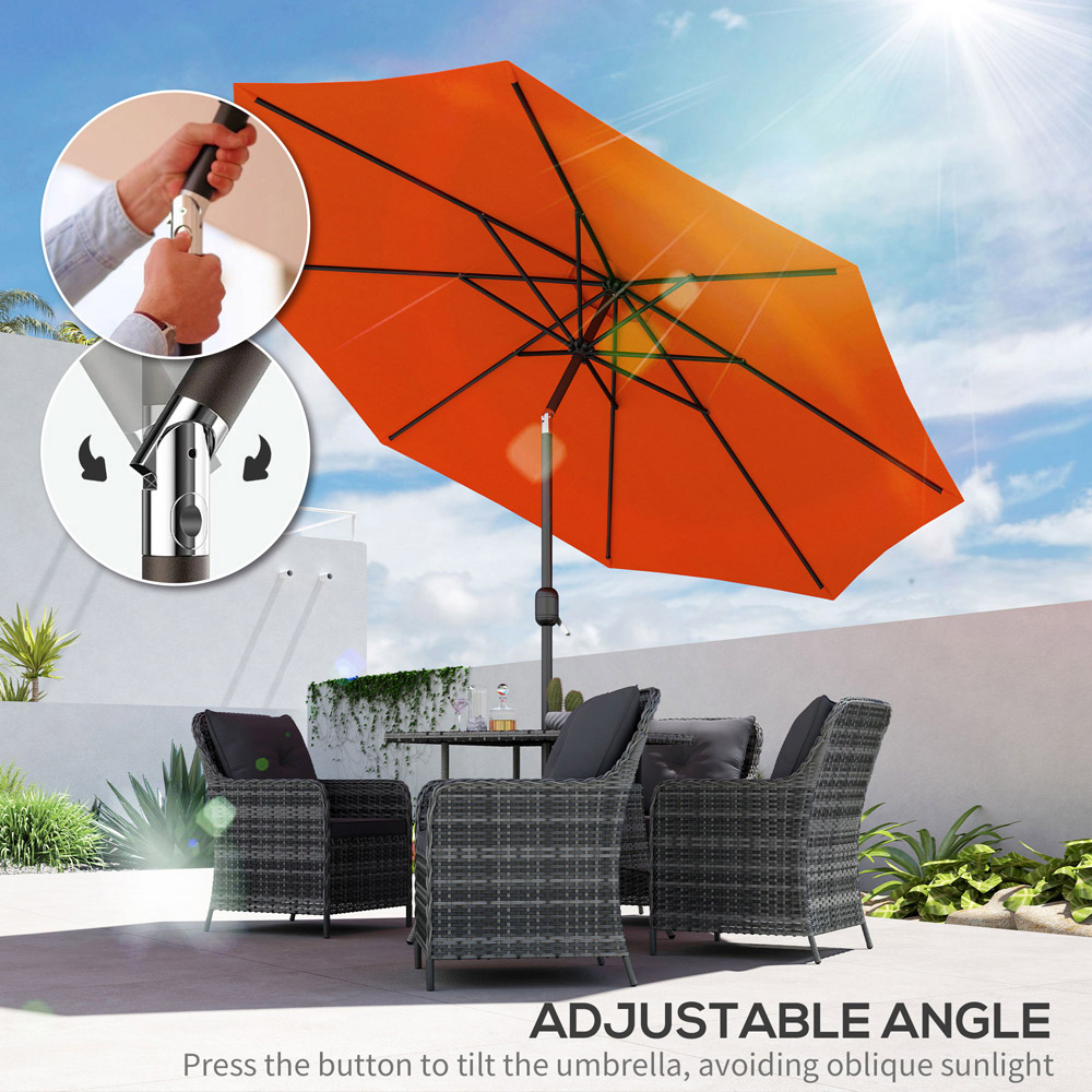 Outsunny Orange Crank and Tilt Parasol 3m Image 6