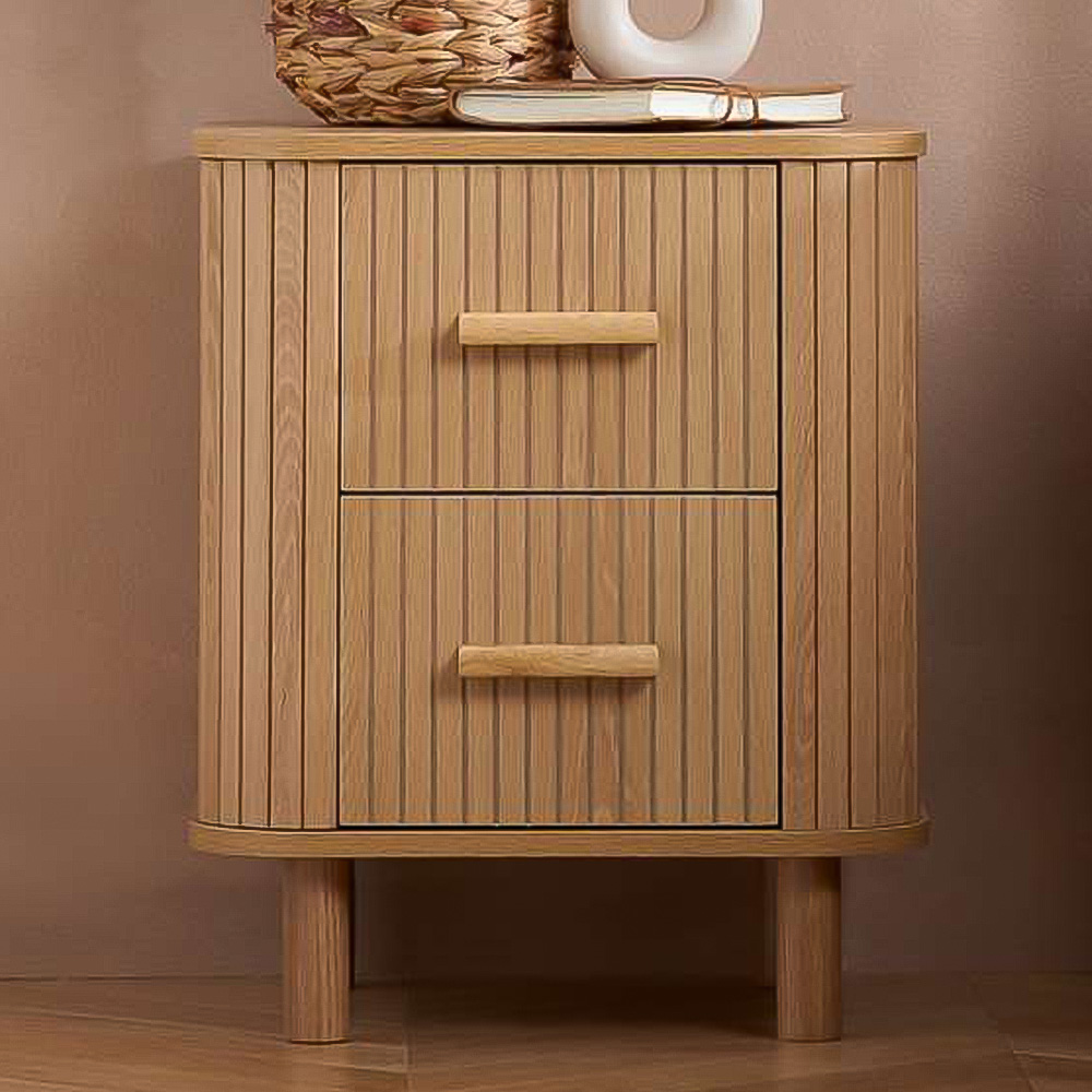 Birlea Axel 2 Drawer Fluted Bedside Table Image 6