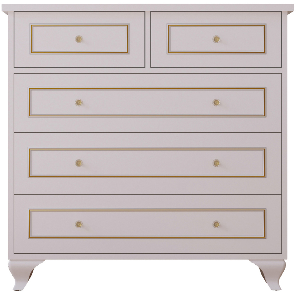 Evu MARIE 5 Drawer Gold and White Chest of Drawers Image 2