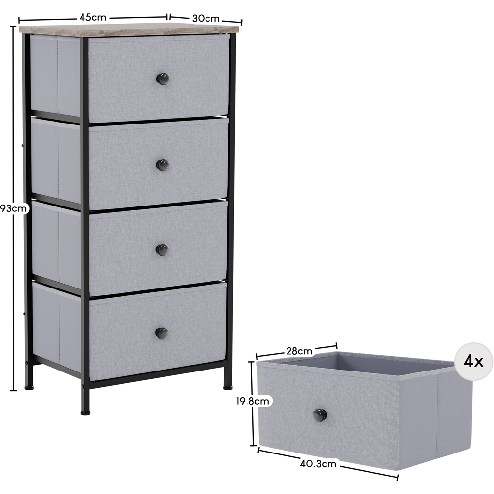 Vida Designs Chorley 4 Drawer Beige and Grey Wood Fabric Chest of Drawer Image 8