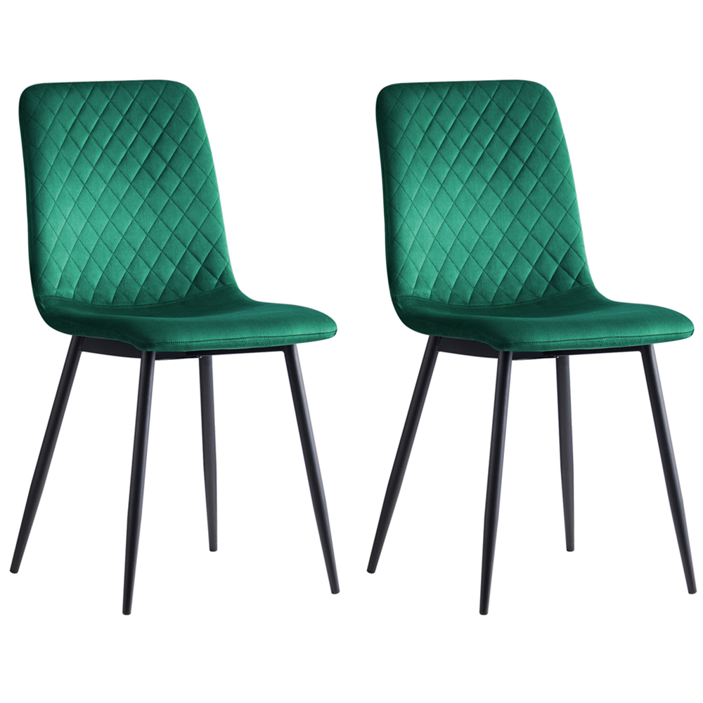 Lexi Set of 2 Green Velvet Fabric Dining Chairs Image 4
