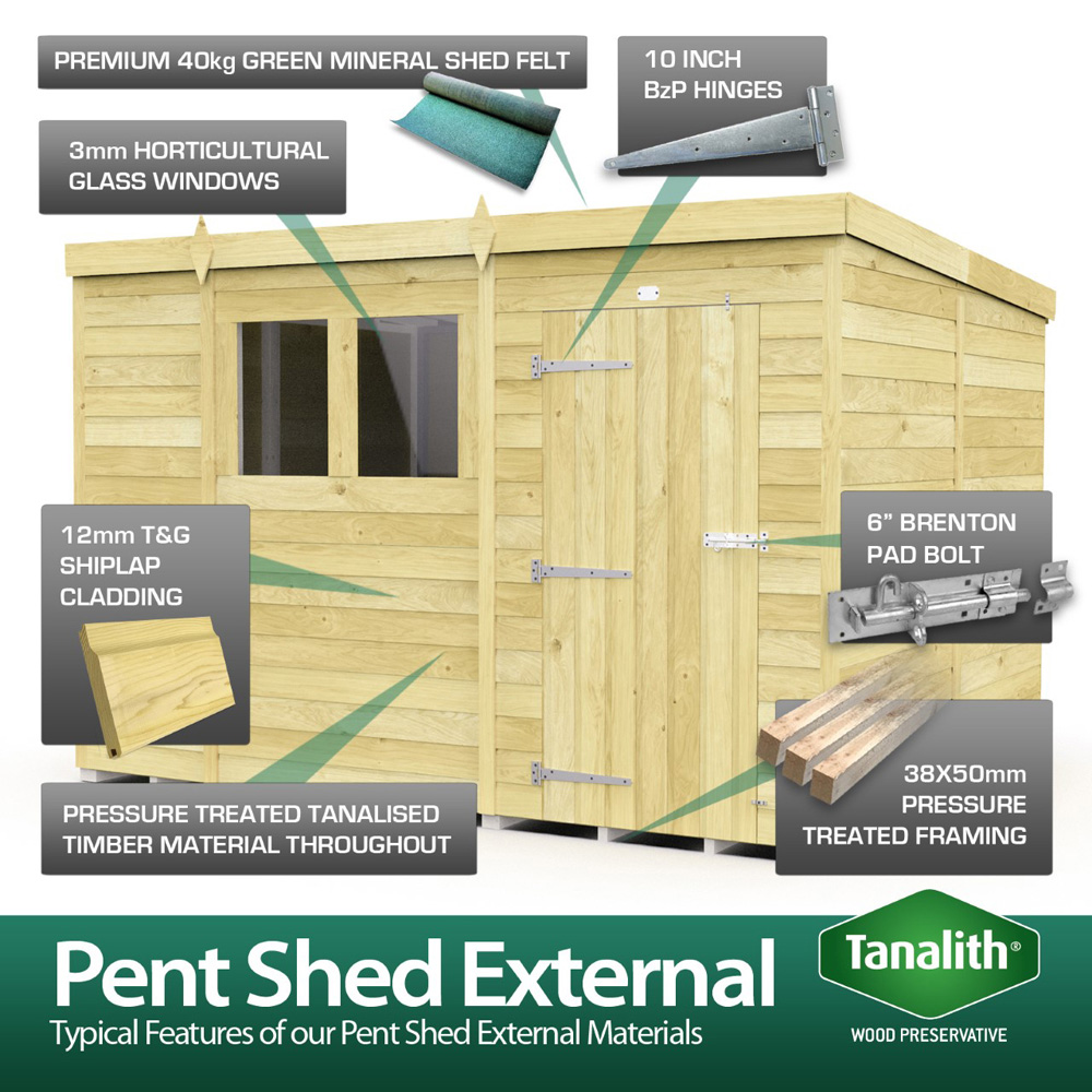 DIY Sheds 14 x 4ft Tongue and Groove Timber Pent Security Shed Image 7