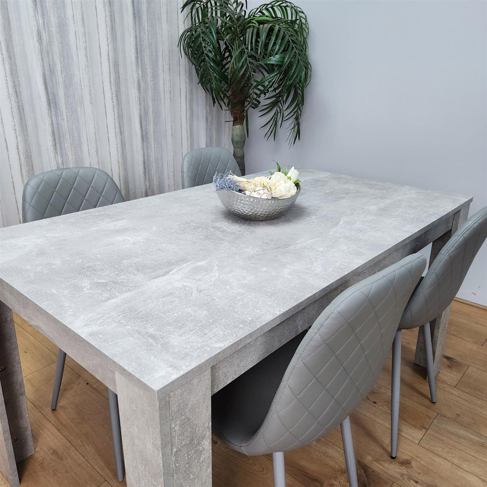Portland 4 Seater Dining Set Stone Grey Effect and Grey Image 5