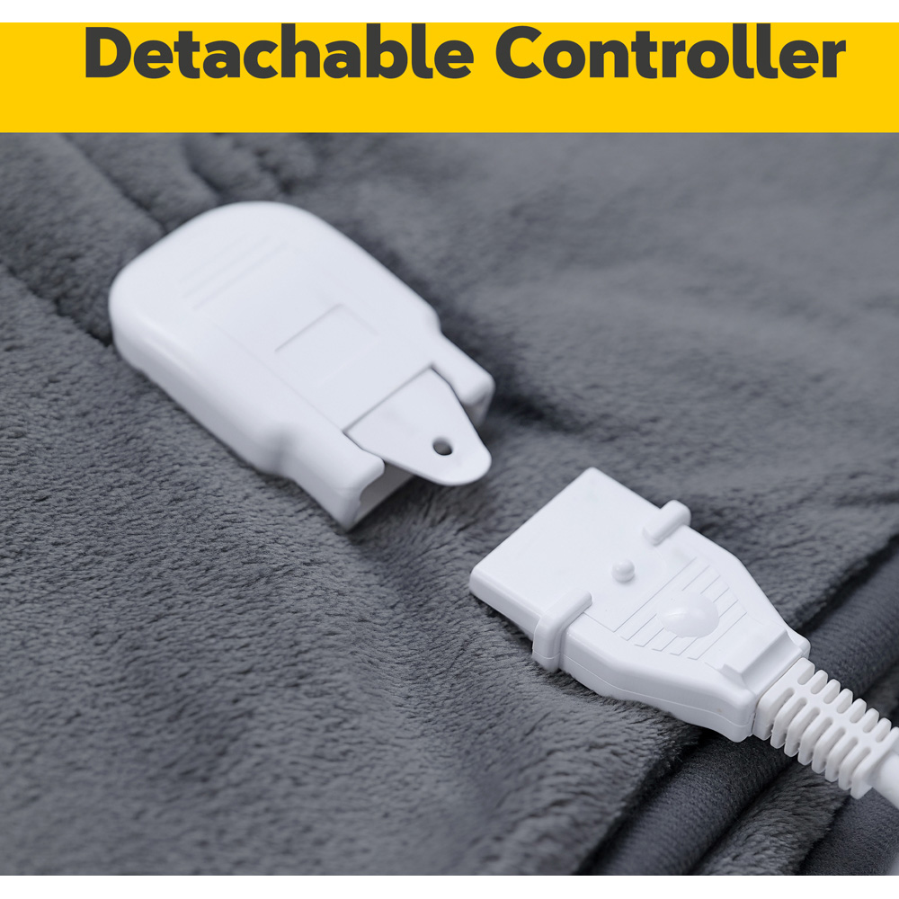 Air Pro Grey Single Flannel Heated Electric Blanket with Controller Image 7