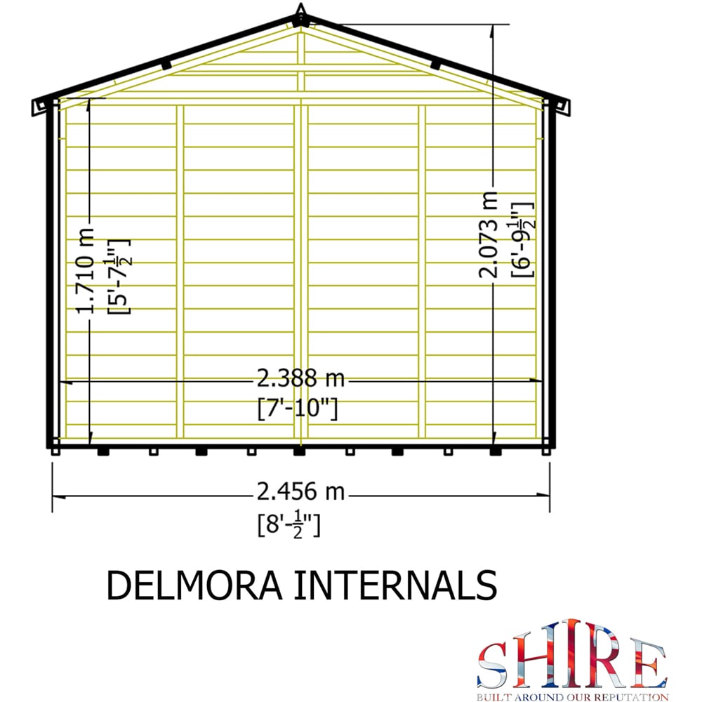 Shire Delmora 8 x 10ft Double Door Traditional Summerhouse Image 8