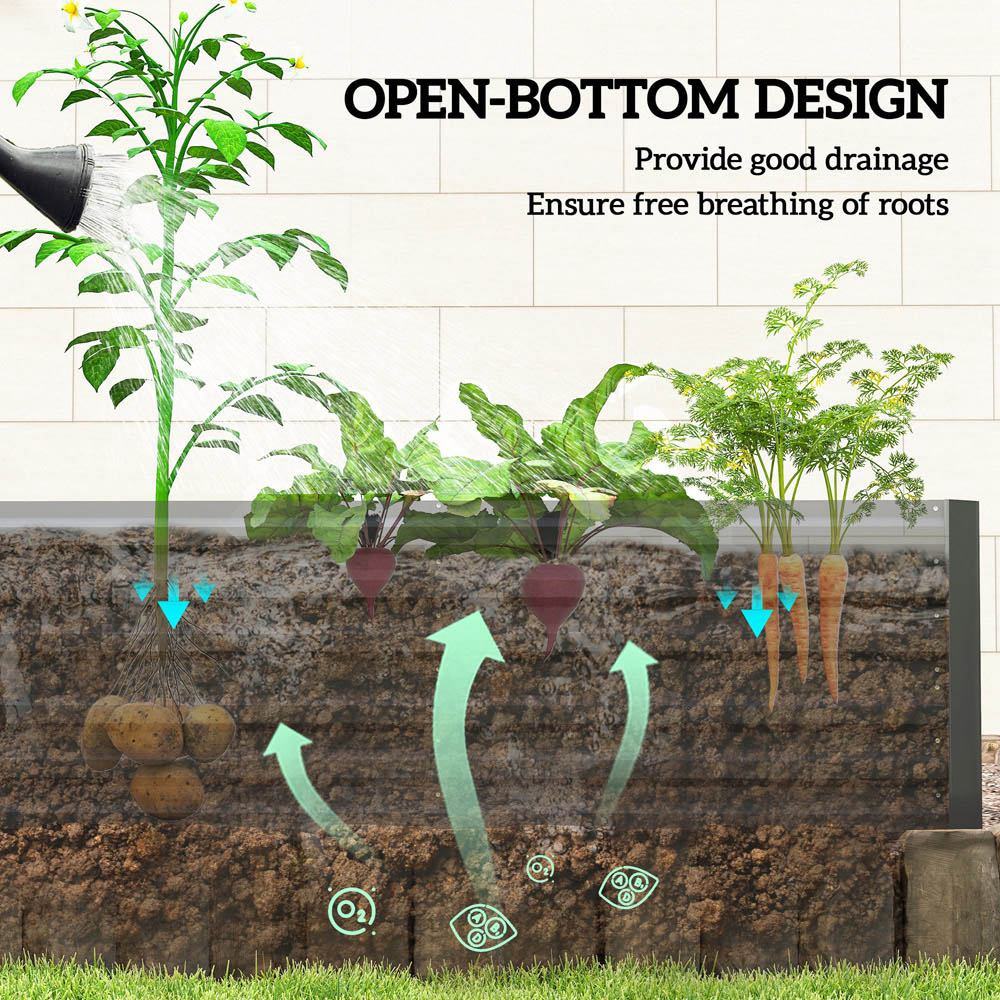 Outsunny Galvanised Steel Black Outdoor Raised Bed with Reinforced Rod 180 x 90cm Image 7