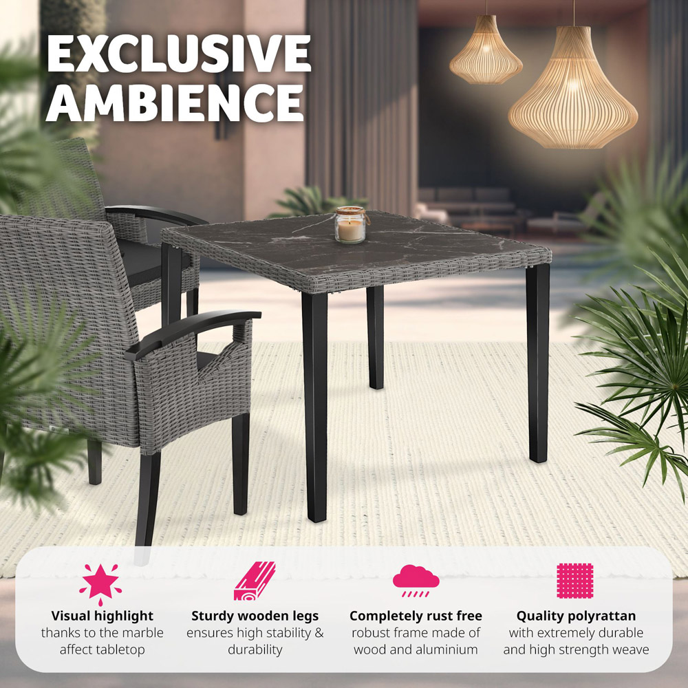 tectake Tarent Grey Outdoor Dining Table Image 4
