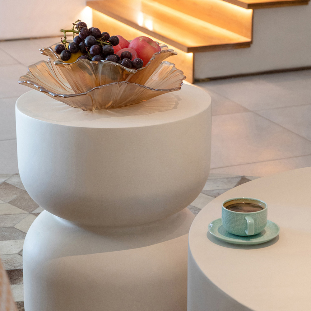 Elementi Chronos Cream White GRC Side Table Image 4