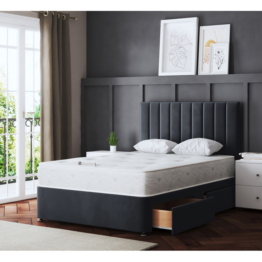 DS Living Amelia Small Double Steel Upholstered Panel Divan Bed with 2 Drawer Image 5