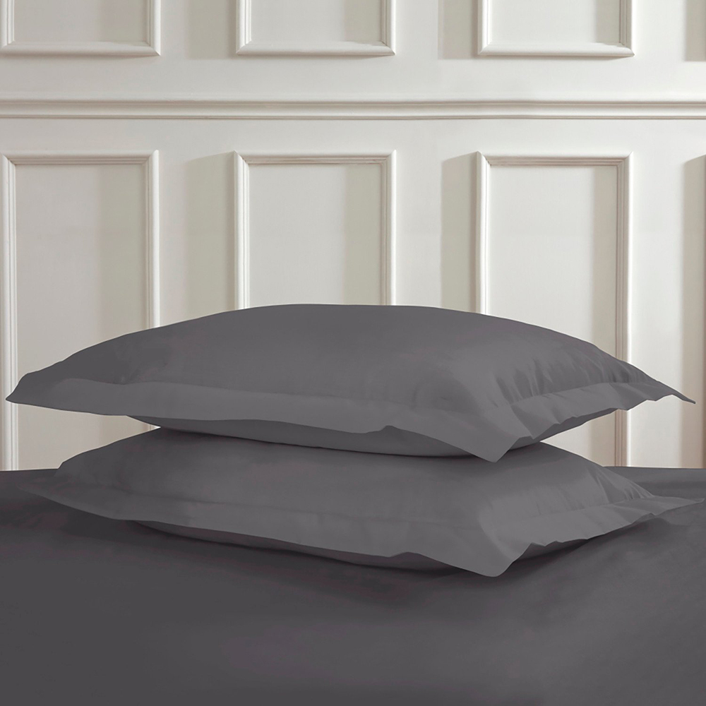Polycotton Oxford Pillowcases - Charcoal Image 2