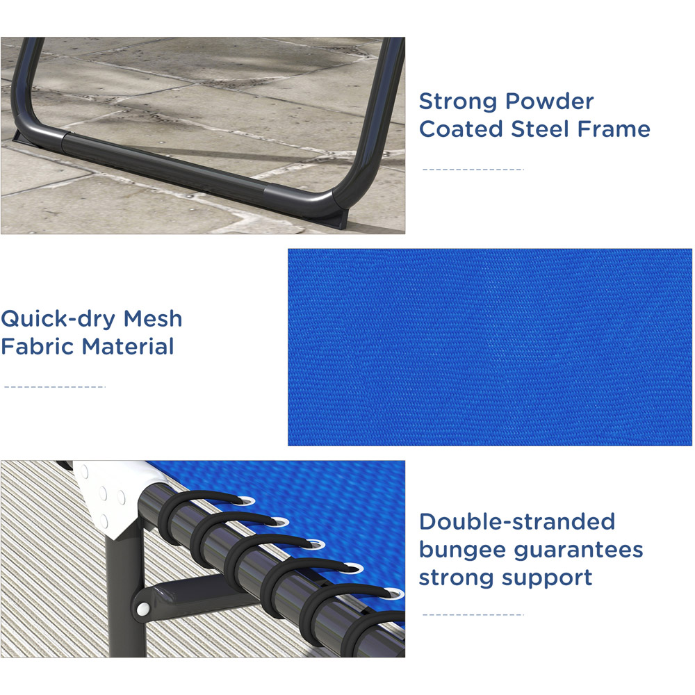 Outsunny Set of 2 Blue Foldable Cot Sun Lounger Image 5