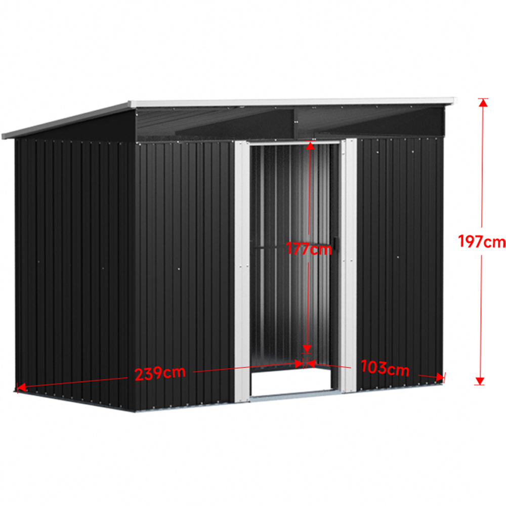 H&O Direct 8.5 x 4ft Black Metal Pent Garden Shed Image 5