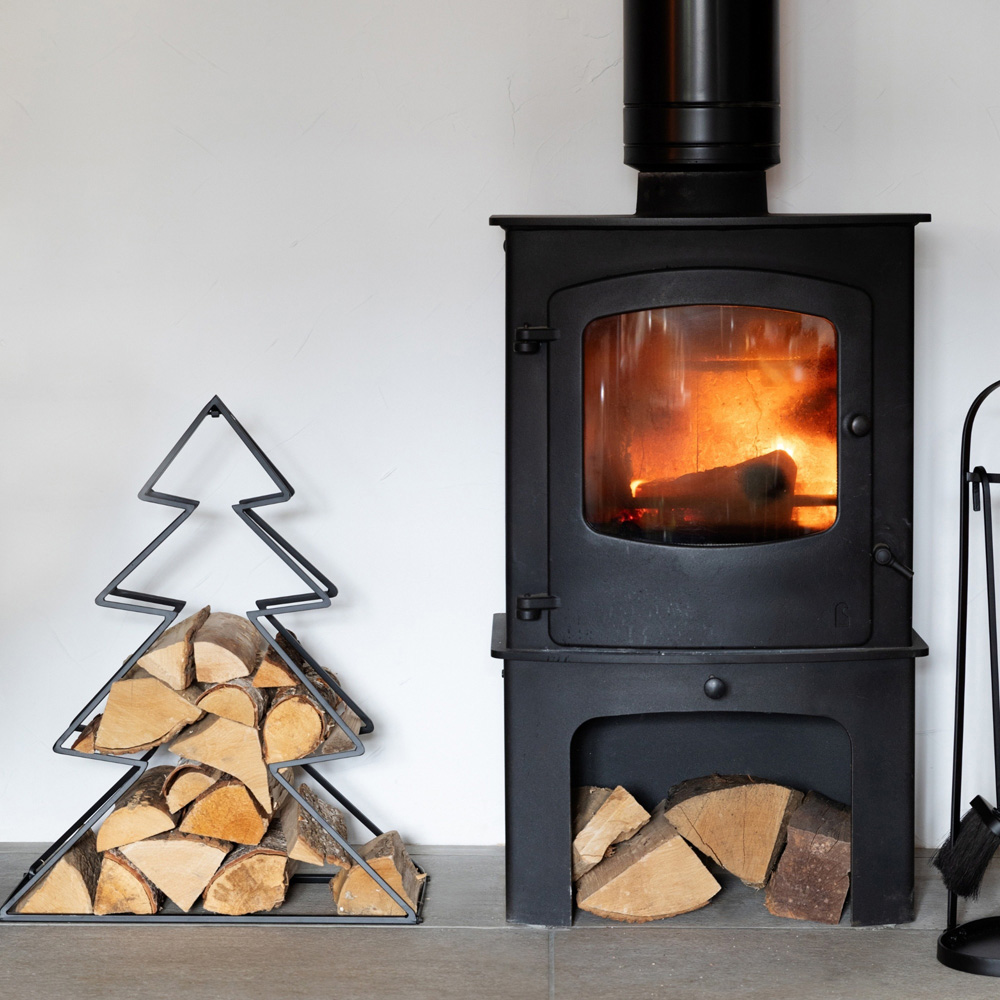 Ivyline Black Metal Tree-Shaped Log Holder Set of 2 Image 4