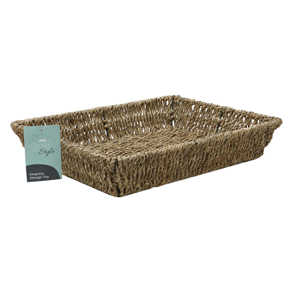 JVL Seagrass Rectangular Storage Tray 2 Pack Image 3