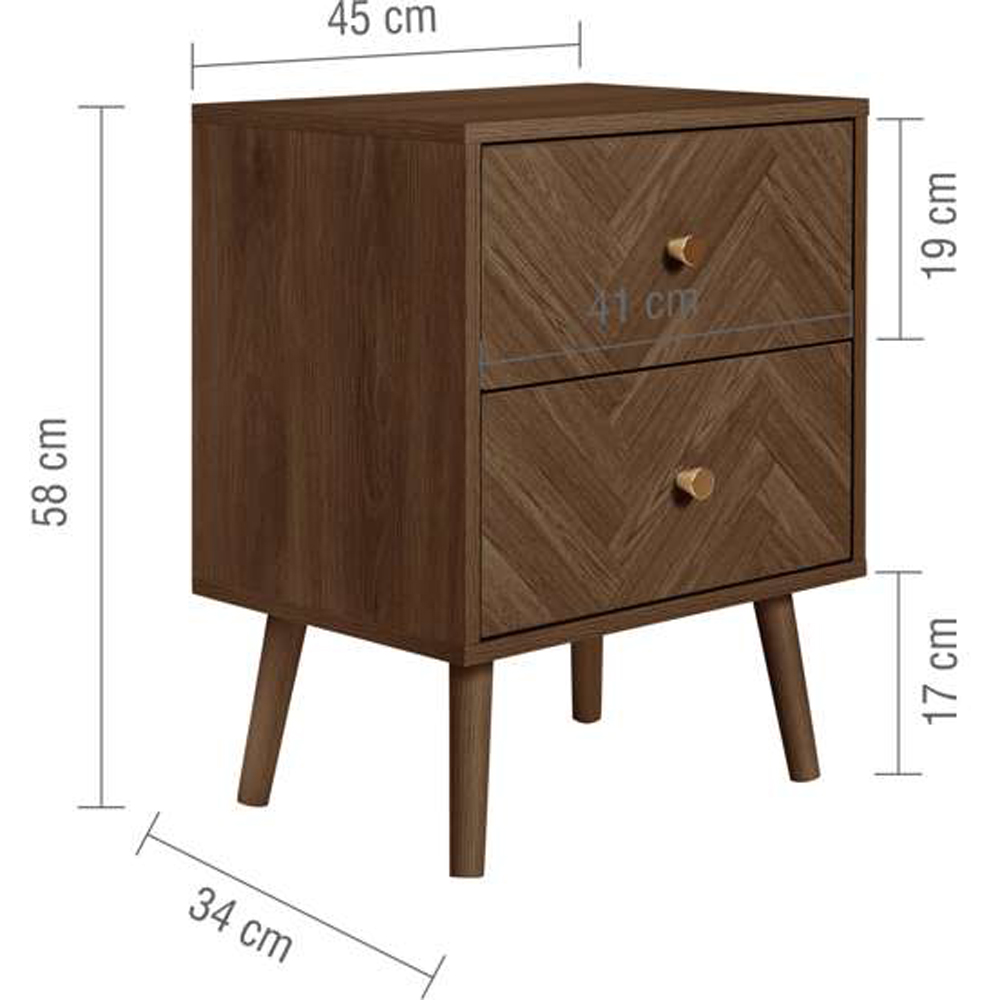 Herringford 2 Drawer Bedside Image 8