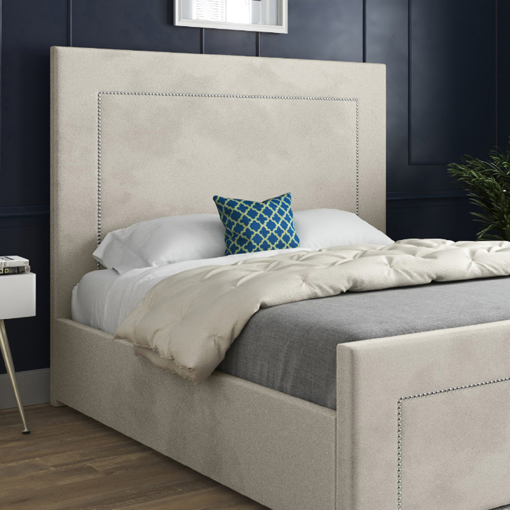Lucca Silver Small Single Velvet Upholstered Bed Frame with High Headboard Image 3