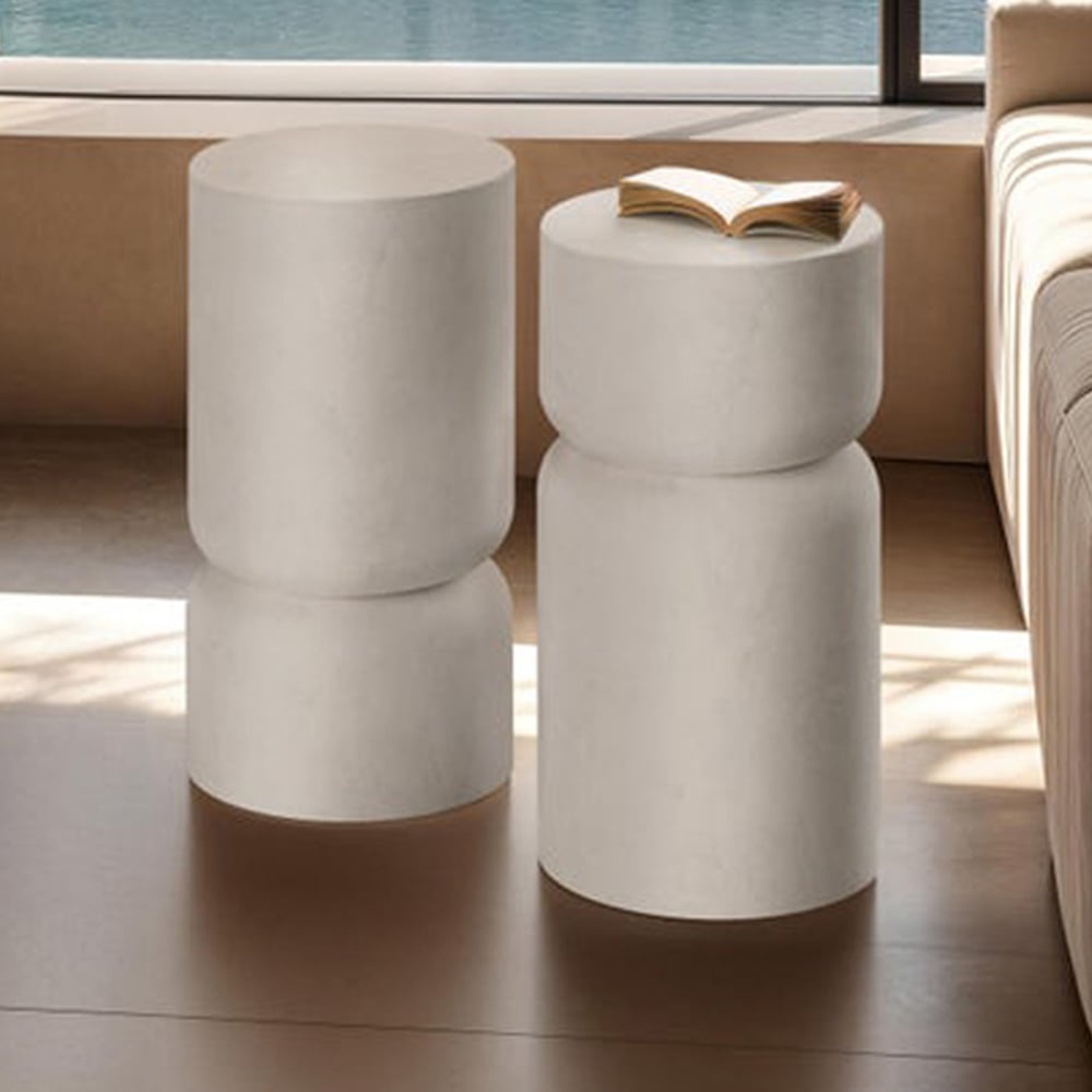 tectake Amine White Weatherproof Bedside Table Set of 2 Image 1