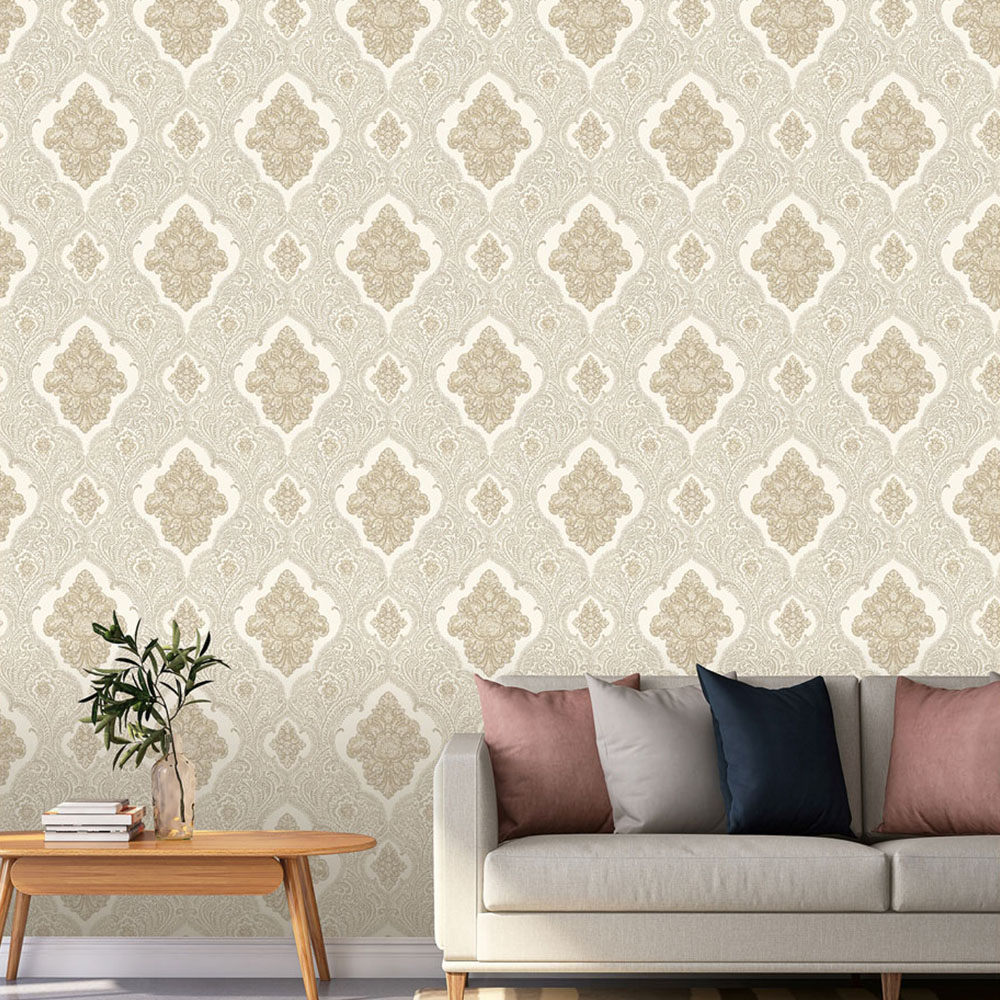 Rasch Ravella Damask Gold Wallpaper Image 4