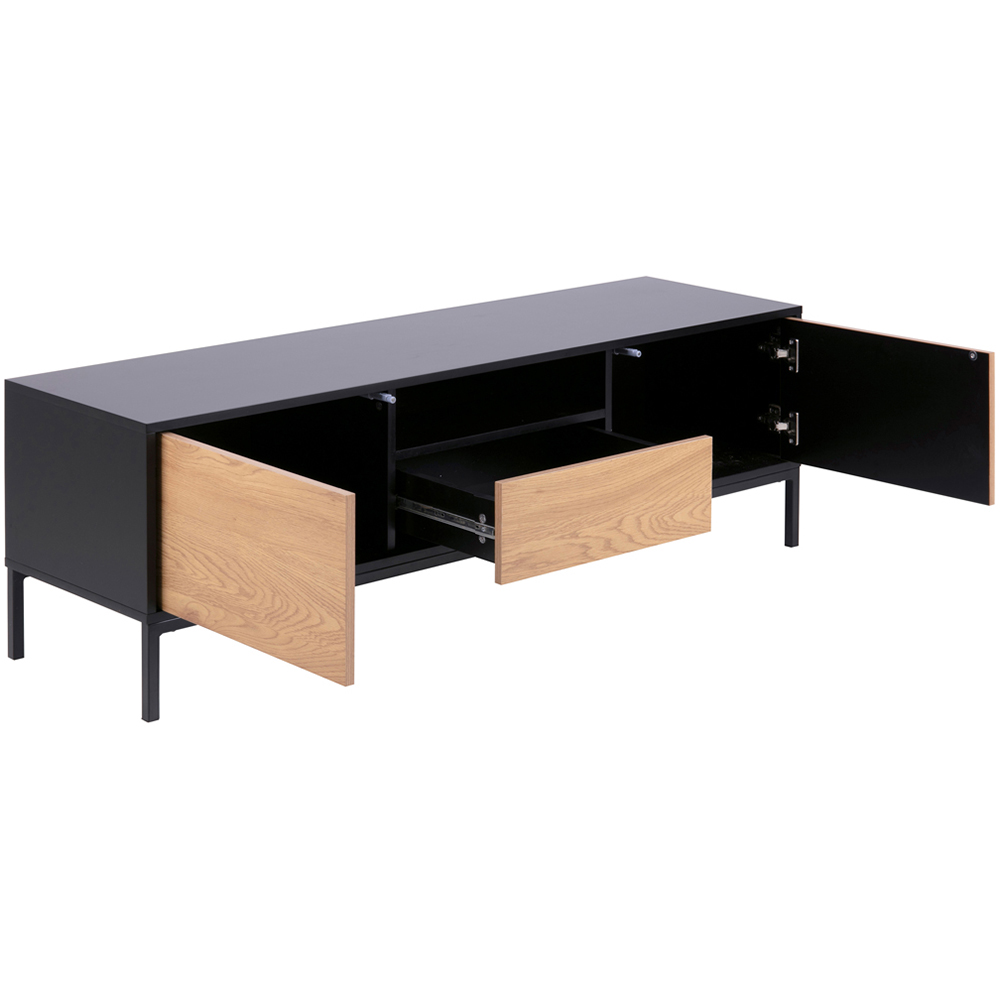 Florence Seaford 2 Door Single Drawer Single Shelf Black and Oak TV Unit Image 4