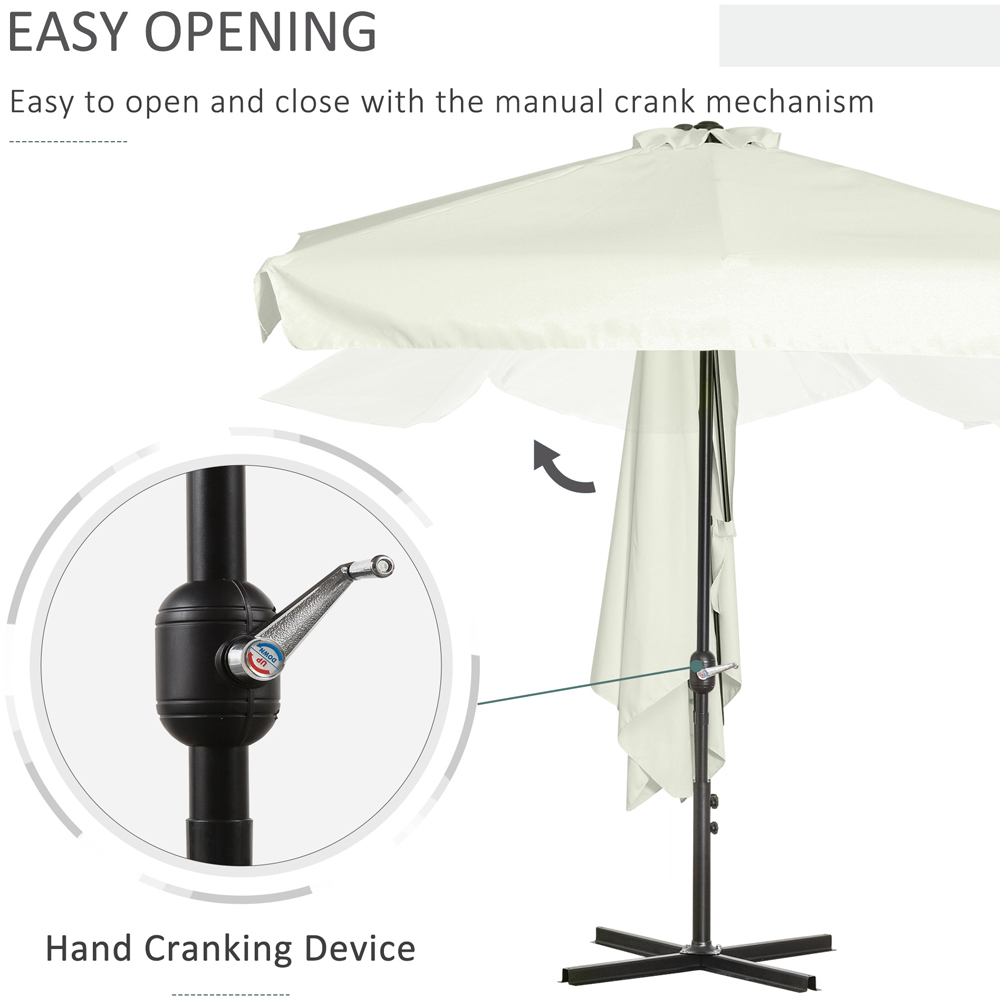 Outsunny Cream White Crank Handle Half Parasol 2.3m Image 7