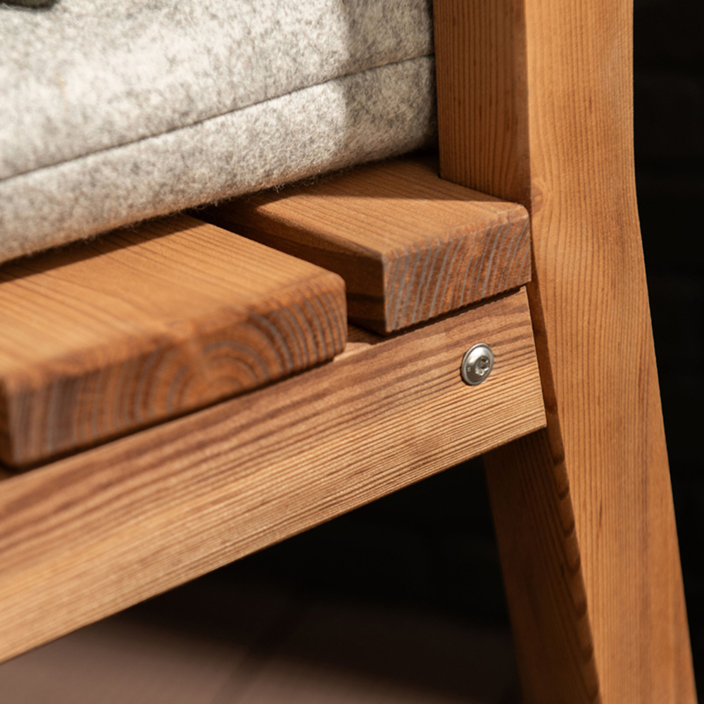 AMATA Ungurs Brown Wooden Straight Bench Garden Chair Image 4