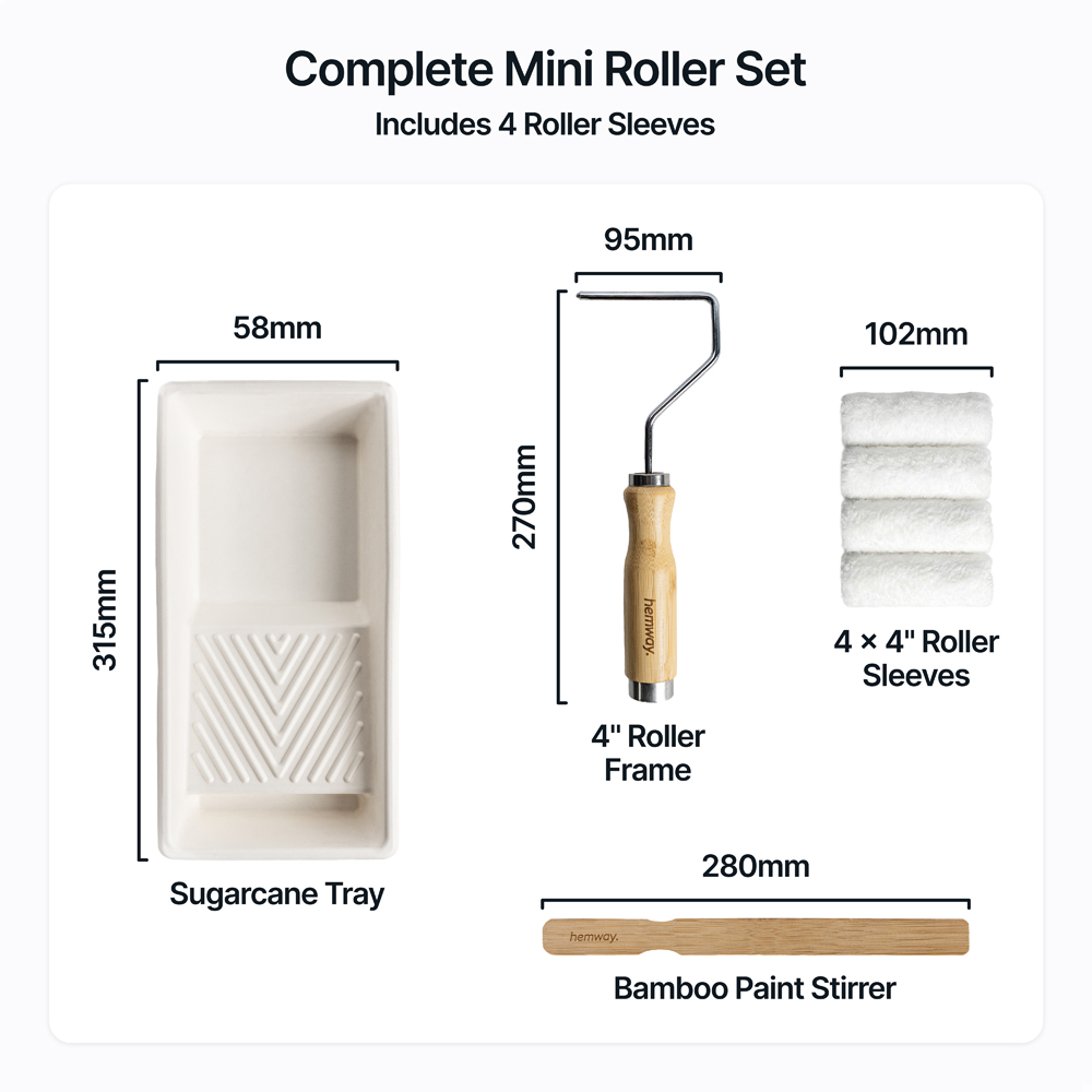 Hemway Tools Premium 4 Piece Small Bamboo Paint Roller Kit 4 inch Image 8