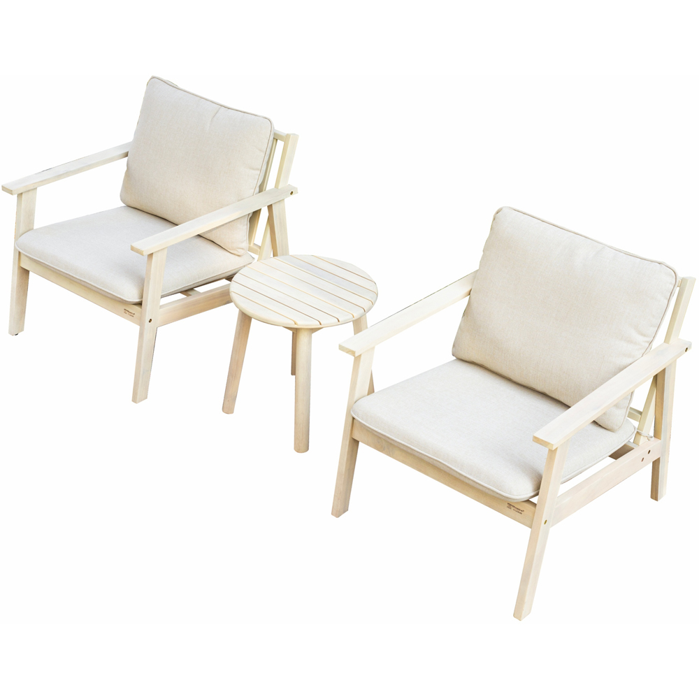 Direct Wicker 2 Seater Naturally Sanded Wooden Bistro Set Image 2
