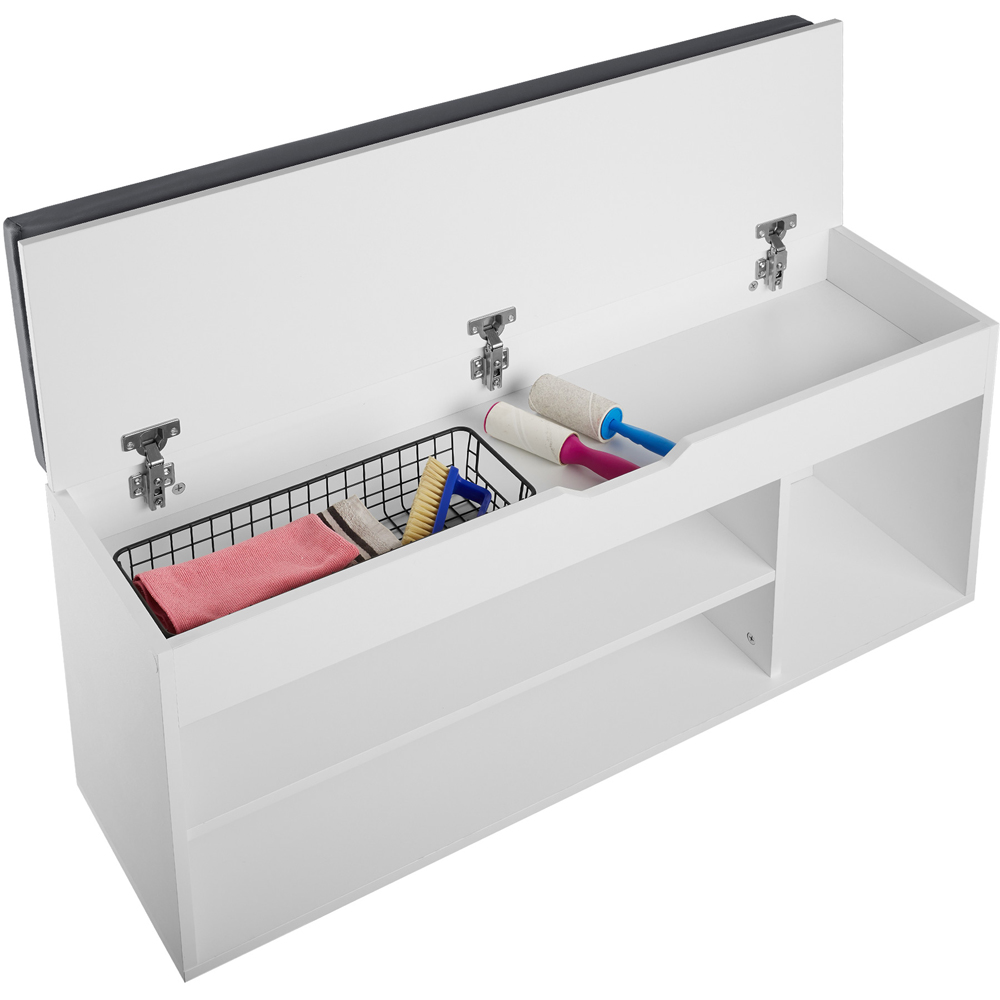 tectake Natalya 4 Compartment White Shoe Bench with Soft Cushion Image 5