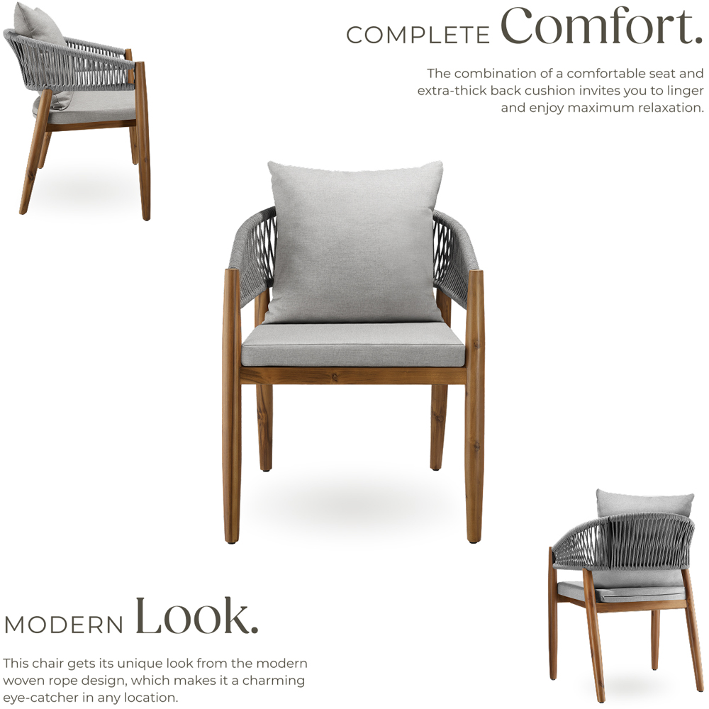 tectake Manacor Set of 6 Greige Rope Design Garden chair Image 6