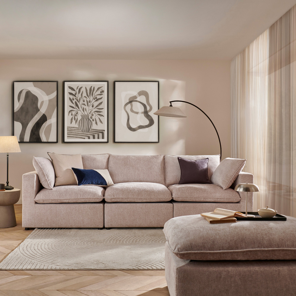 Juliet 4 Seater Symphony Pearl Chenille Fabric Corner Modular Chaise Sofa Image 7