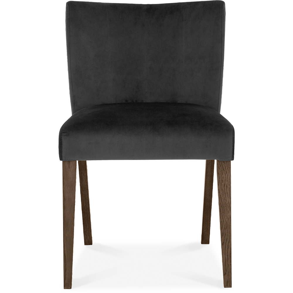Bentley Designs Turin Set of 2 Dark Oak Gun Metal Velvet Low Back Upholstered Chair Image 3