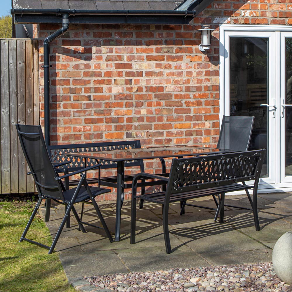 Samuel Alexander 6 Seater Garden Dining Table with Benche Image 1