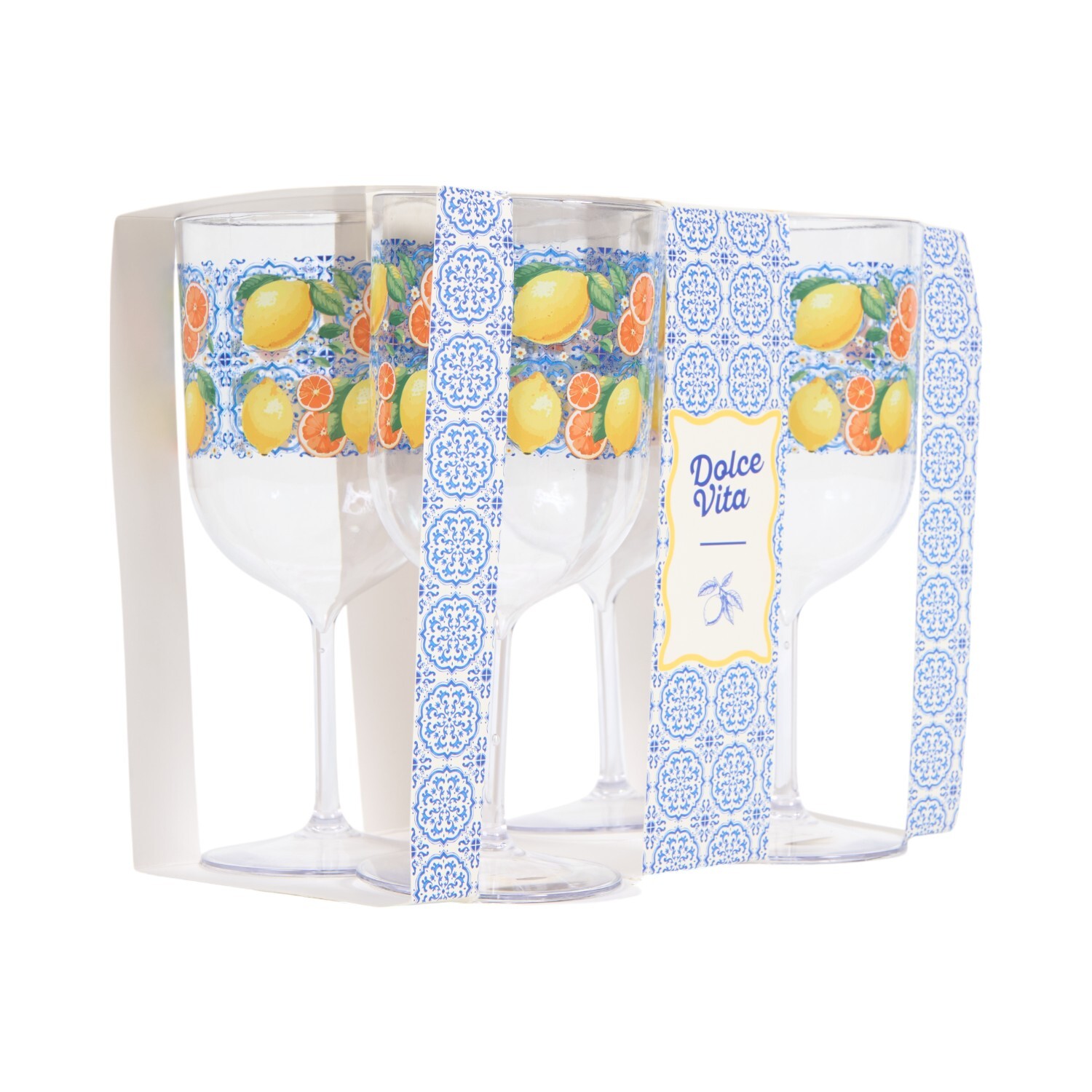Pack of 4 Dolce Vita Print Wine Glasses Multicolour Image 3