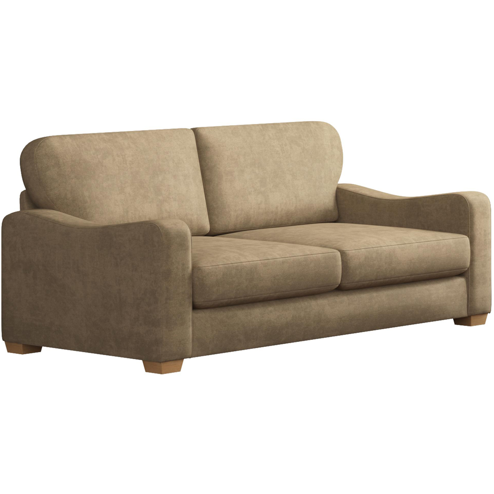 Theadford 3 Seater Mink Plush Velvet Fixed Back Sofa Image 2