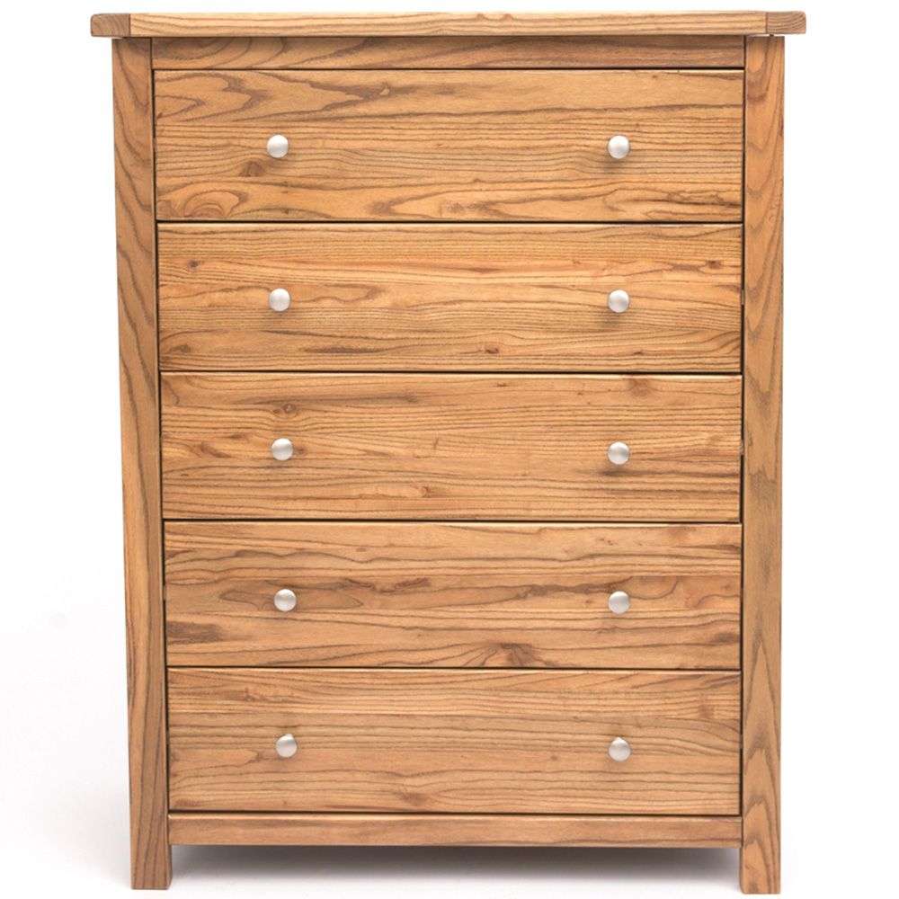 Cabinet Bits Trivento 5 Drawer Brown Chrome Knob Chest of Drawers Image 2