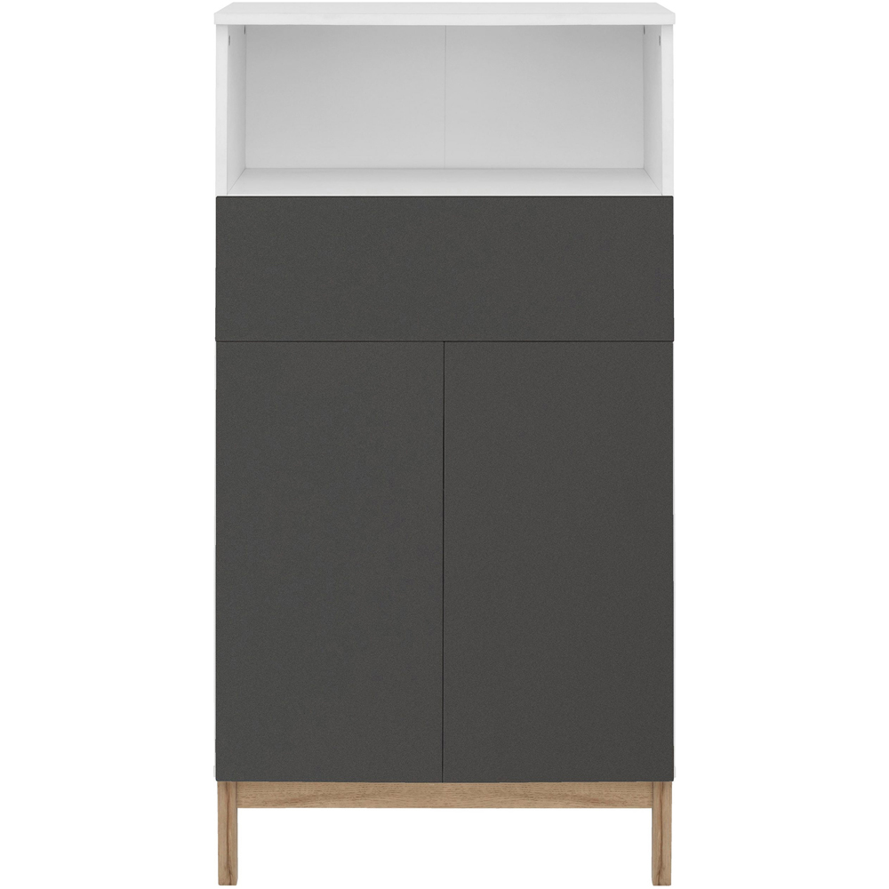 Loft24 Mirza 2 Door Single Drawer White Anthracite Oak Bathroom Cabinet Image 3