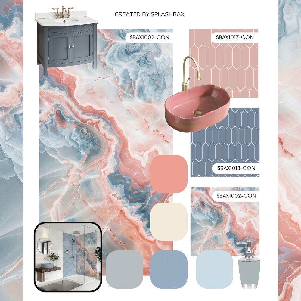 Splashbax Premium Artisan Onyx Summer Sky Acrylic Bathroom Wall Panel 2400 x 1200mm Image 7