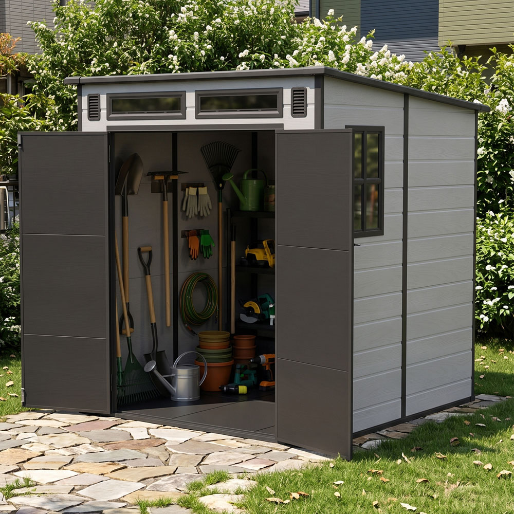 Living and Home 6 x 6ft Plastic Garden Storage Shed with Built-In Floor Image 7