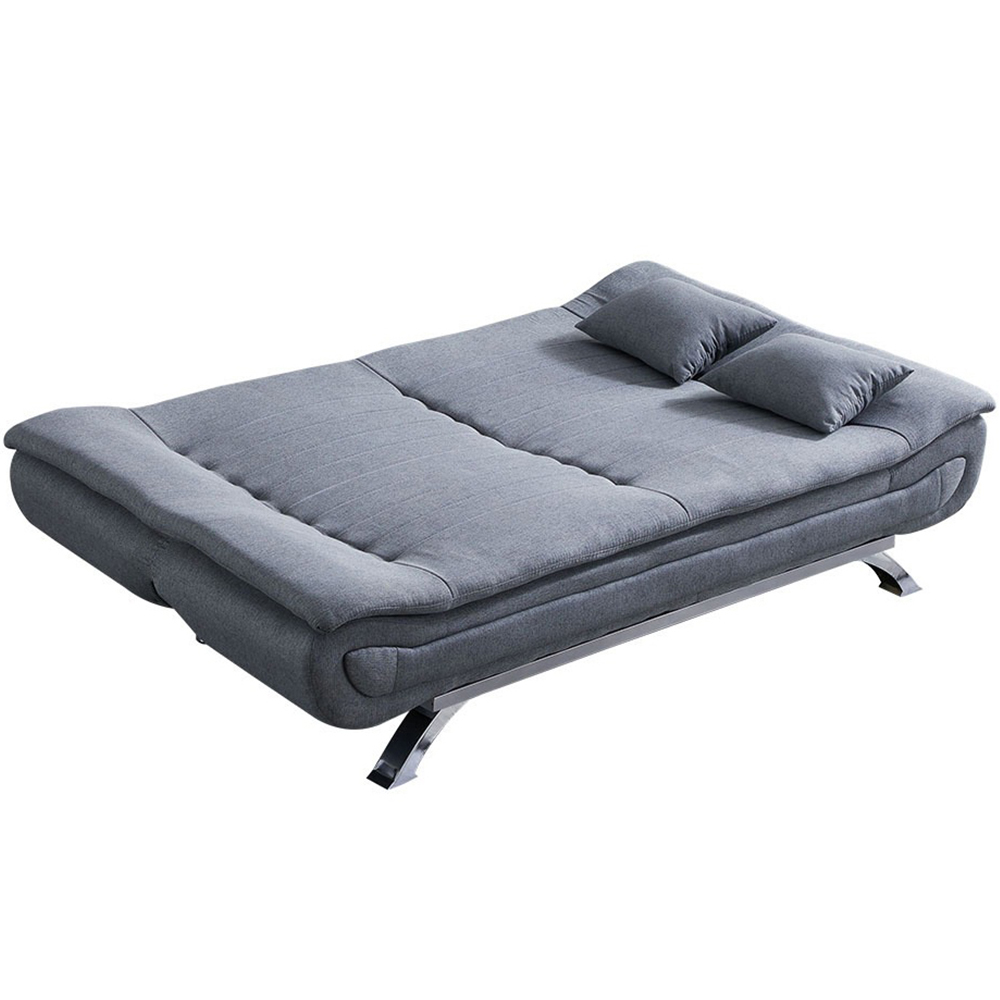 Living and Home 2 Seater Grey Linen Fabric Sofa Bed Image 3