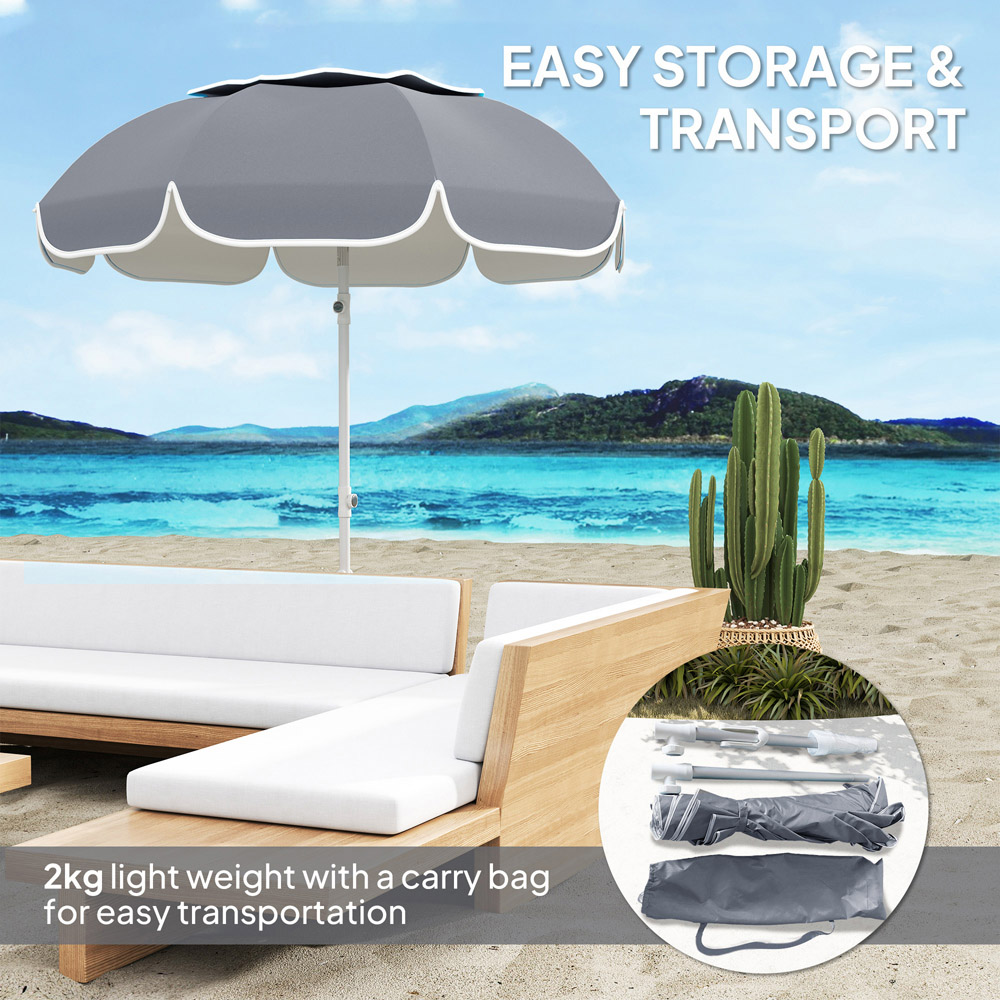 Outsunny Grey Tilting Portable Parasol 1.8m Image 5