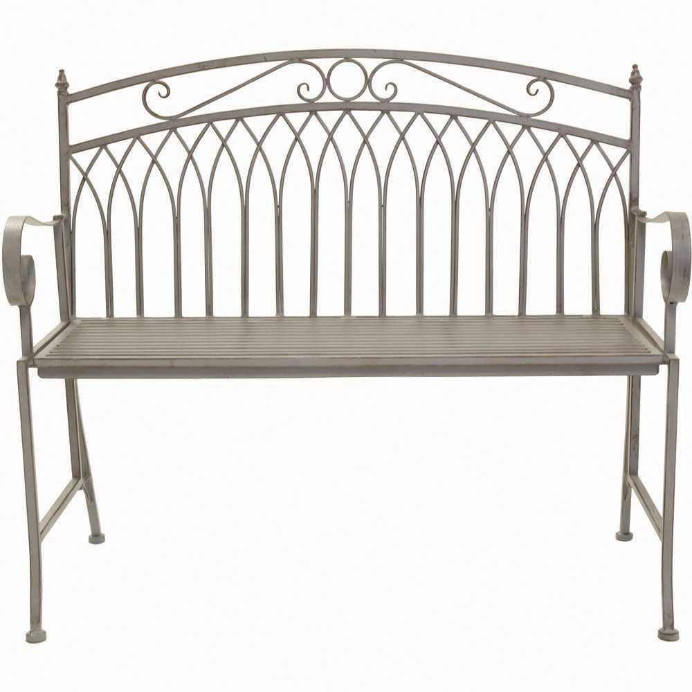 Charles Bentley Grey Wrought Iron Bench Homebase