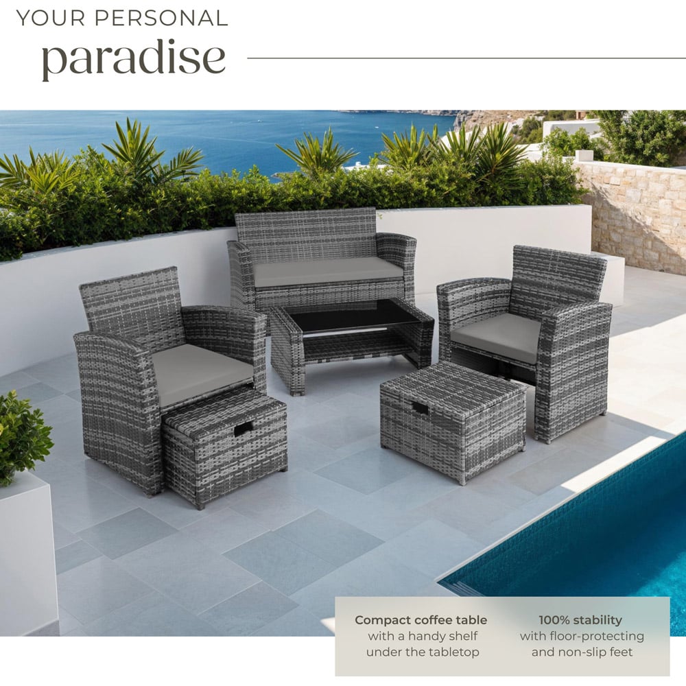 tectake Modena 4 Seater Grey Garden Furniture Set Image 4