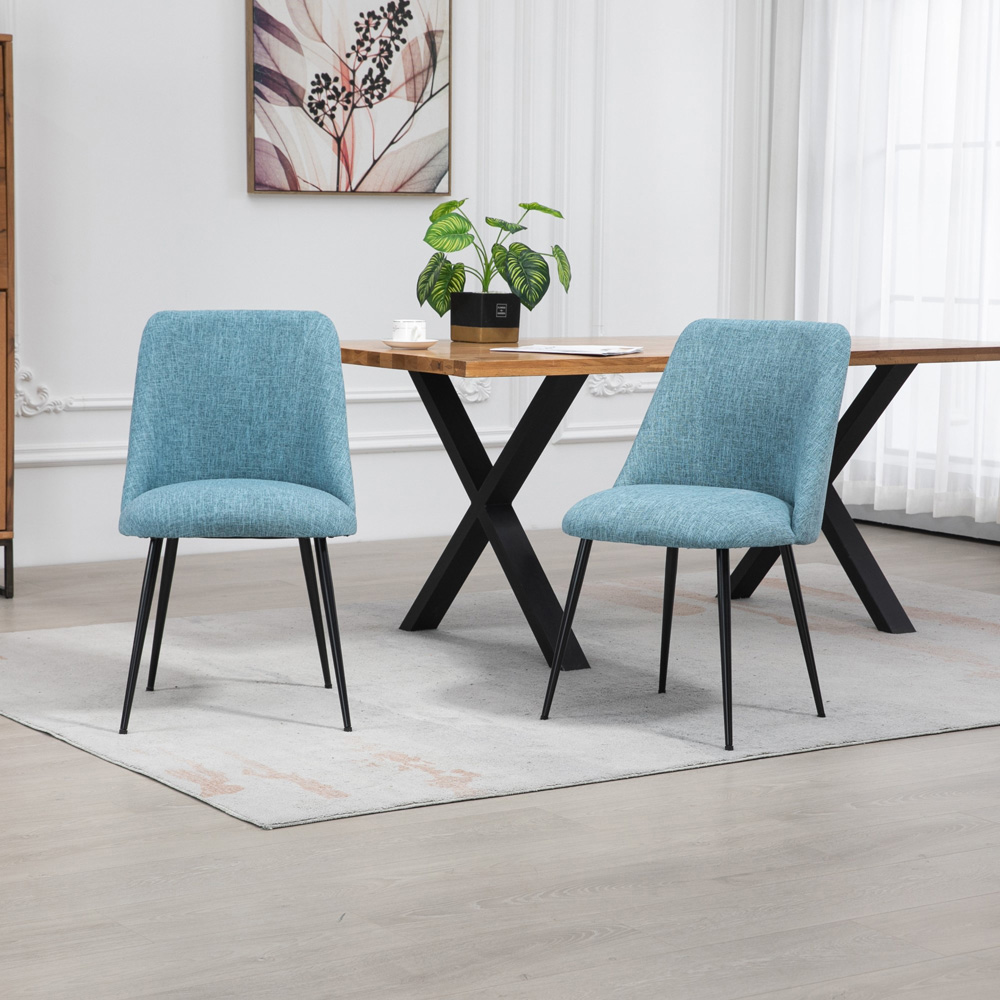 Artemis Home Morandi Set of 2 Teal Fabric Dining Chairs Image 2