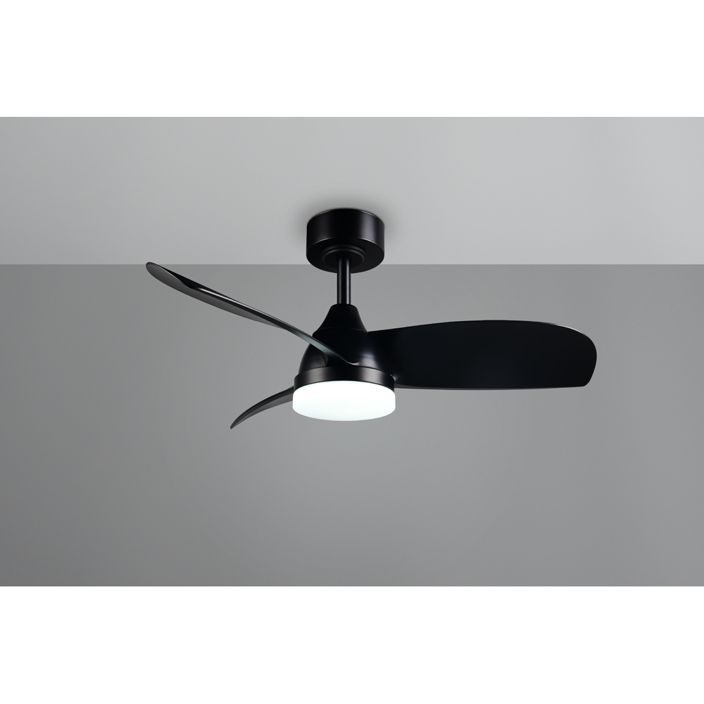 TRIO Helsinki Matt Black Ceiling Fan with Integrated LED Light Image 5