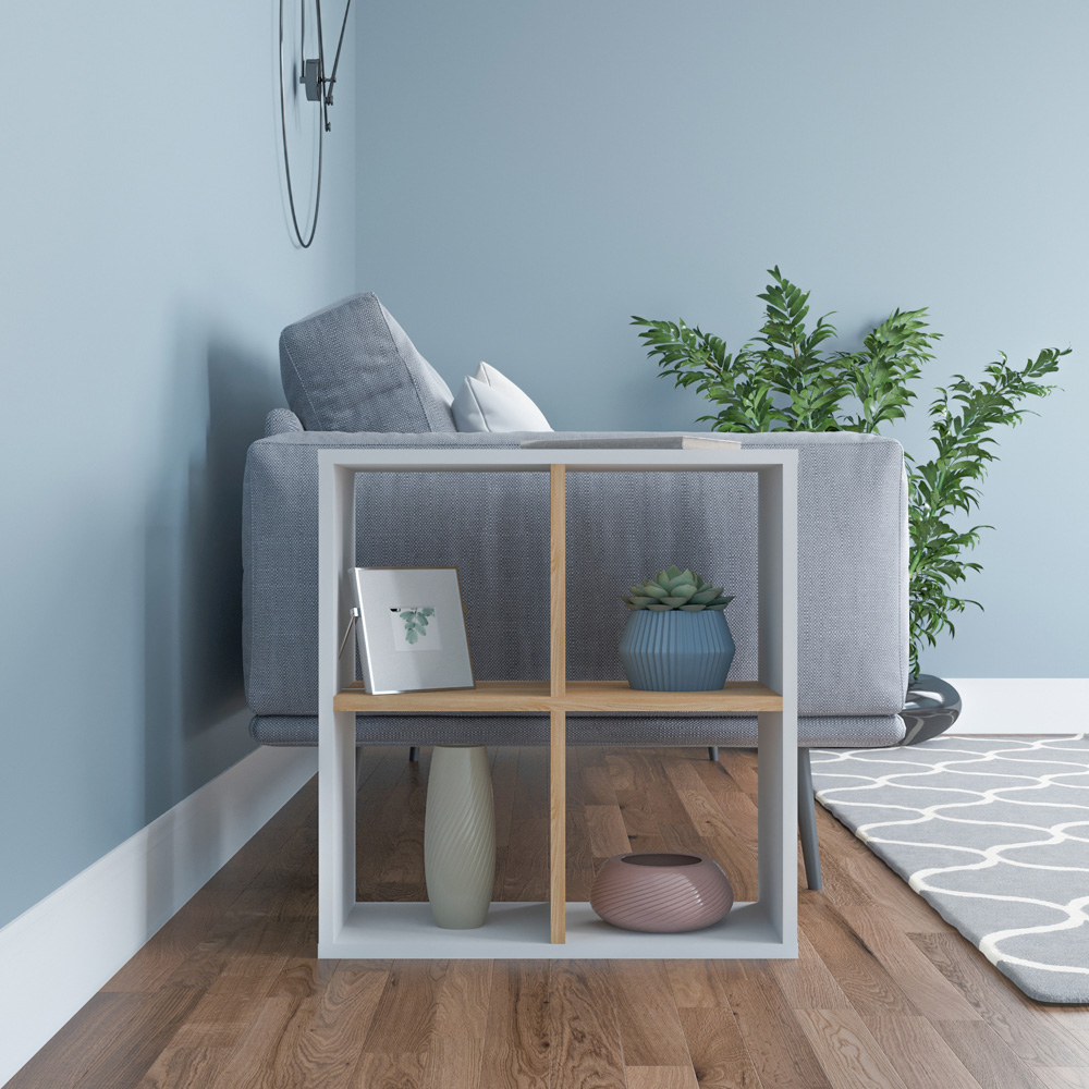 Decorotika Hansen 4 Shelf White and Oak Side Table Image 3