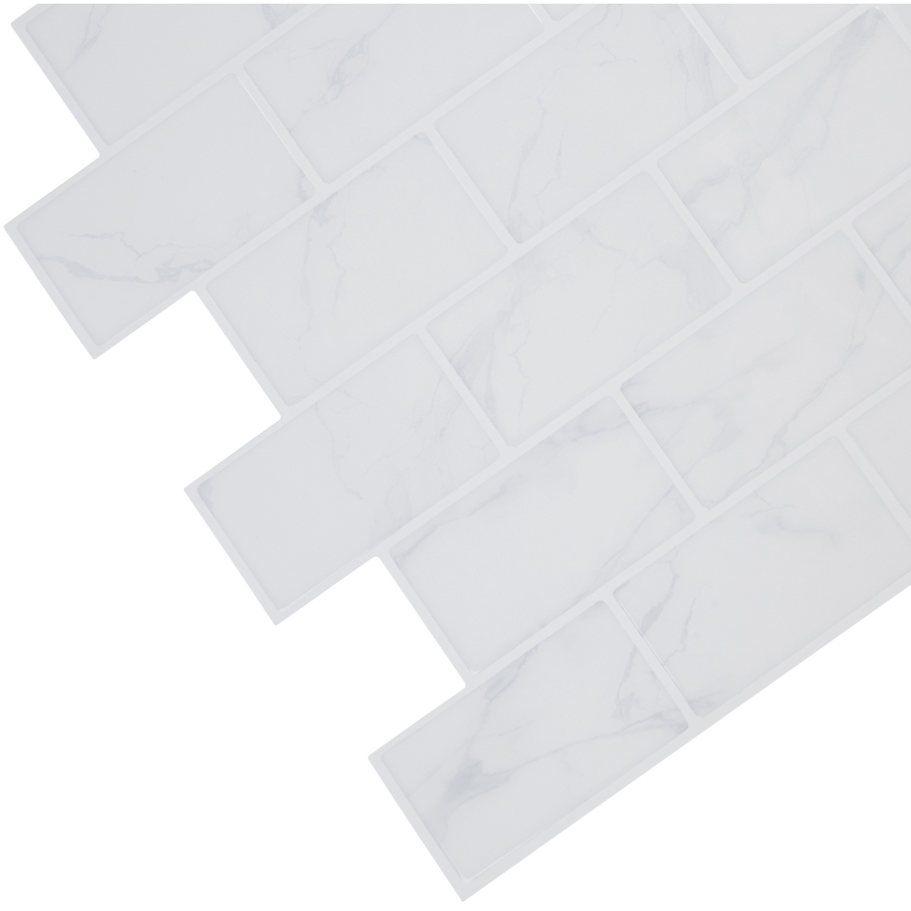 Living and Home White Marble Peel and Stick Wallpaper Tile 30 x 30cm 10 Pack Image 6