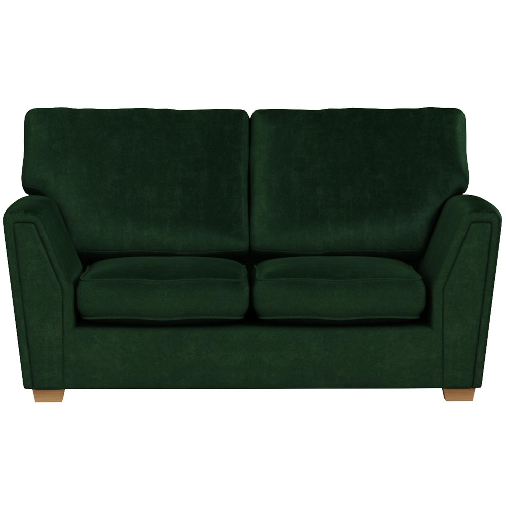 Wendleberry 2 Seater Forest Green Plush Velvet Fixed Back Sofa Image 2
